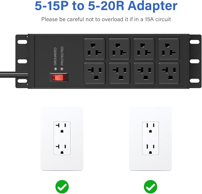 CCCEI Magnetic Heavy Duty Power Strip Surge Protector 20Amp, 12 Gauge High Amp - Image 4