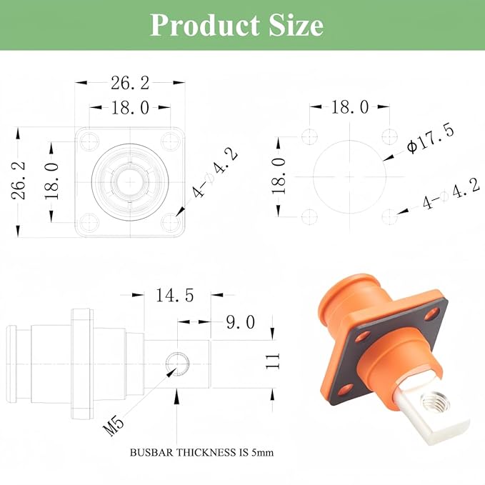 1 Set Battery Energy Storage Connector 120A 25mm² High Current HV Connectors - Image 7