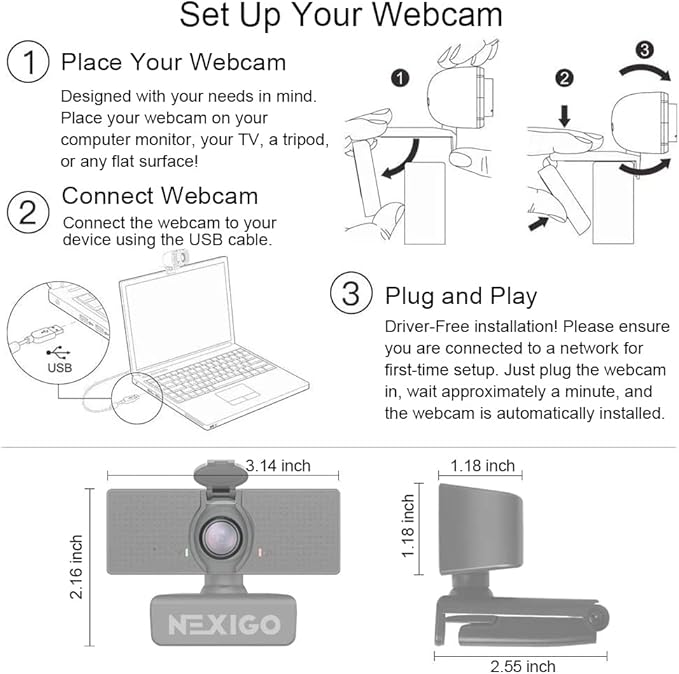 NexiGo N60 1080P Webcam with Microphone, Software Control & Privacy Cover - Image 5