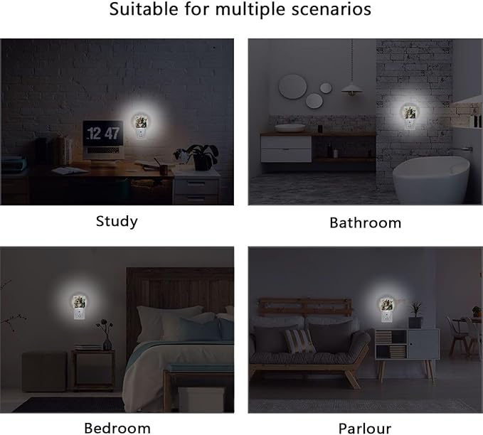 Pigsaly Led Night Light Watercolor Rabbit Strawberries Night Light Plug in Wall - Image 6