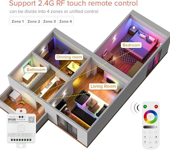 BTF-LIGHTING SP530E WiFi Alexa Bluetooth Controllers 4 Zones 2.4GHz RF RB3 - Image 3