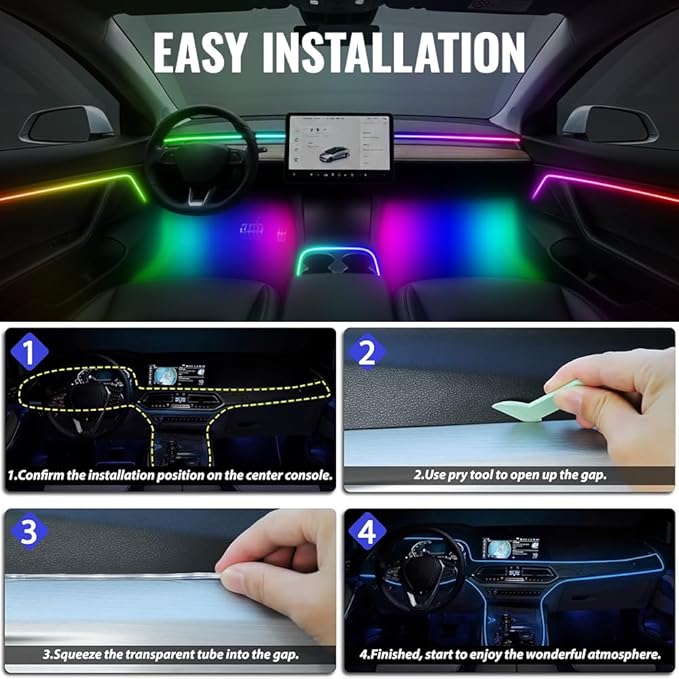 Ambient Lighting Car led Lights Interior, 43.3'' USB Powered Acrylic Neon - Image 7