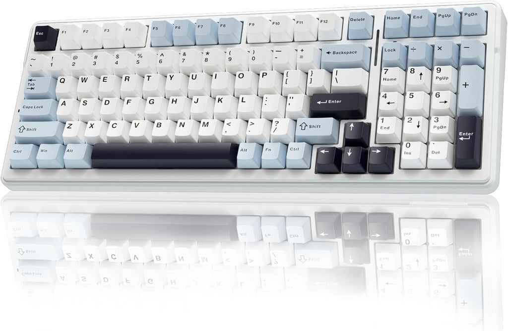 F99 Wireless Mechanical Keyboard, Hot Swappable Custom Keyboard,Pre-Lubed Linear Switches,Gasket Structure,Rgb Backlit Gaming Keyboard (Blue&White)