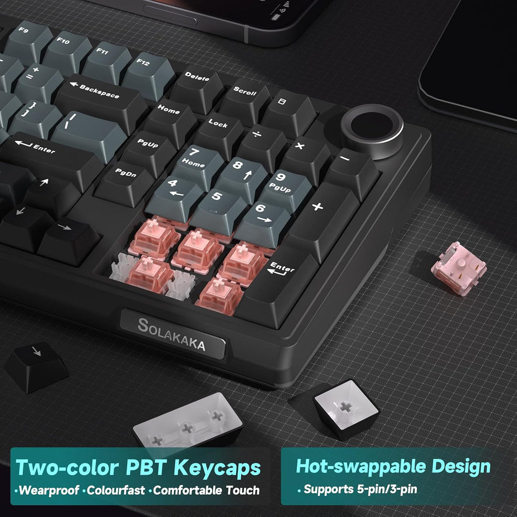 KI99 Pro Wireless Mechanical Keyboard with Quiet Switch, Hot Swappable Pre-Lubed Switches with RGB Backlit, Gasket Structure Computer Gaming Keyboard (Blackblue, Silent Switch)