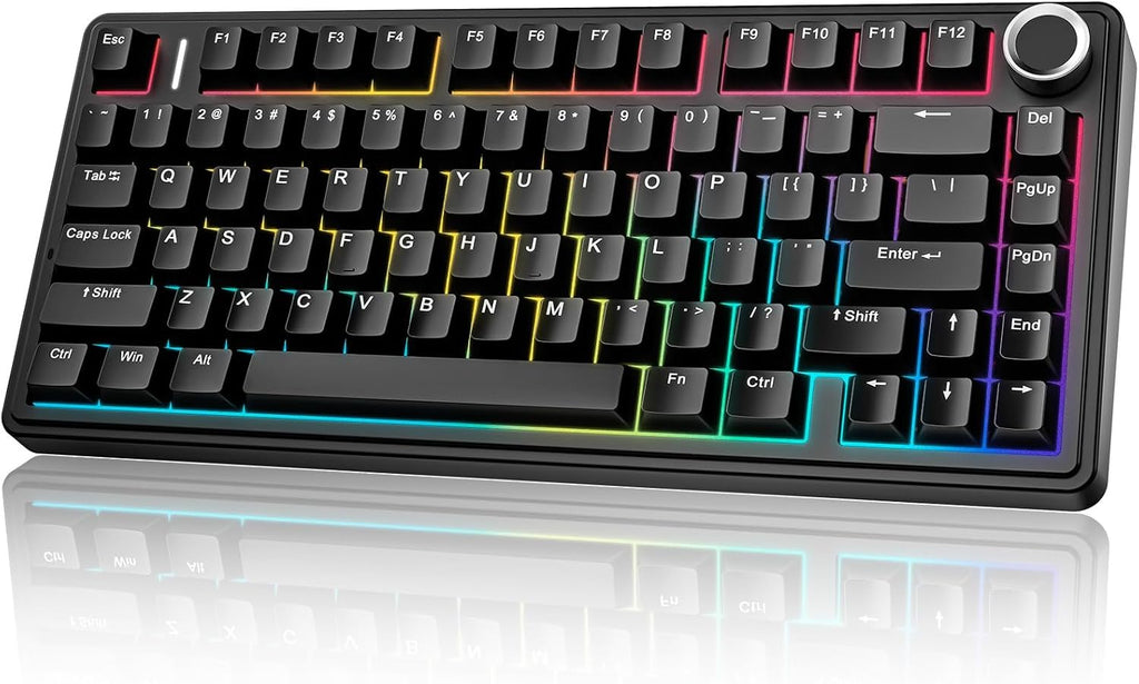 Aula F75 75% Wireless Mechanical Keyboard, Gasket Mount Hot Swappable Gaming Keyboard with Knob, Tri-Mode BT5.0/2.4G/USB-C, Creamy Thocky Sound Pre-Lubed Linear Switch, PBT Keycaps for PC Mac