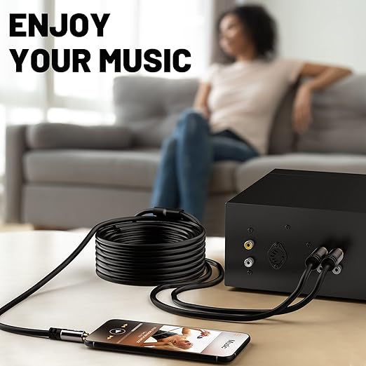 3.5mm to RCA Cable 25FT, 2 Male RCA to Aux Stereo Audio Adapter, Hi-Fi Sound - Image 5