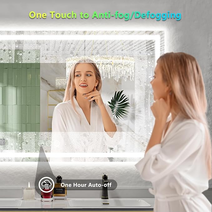 YEELAIT 88x38 Inch RGB LED Bathroom Mirror Front Lit and RGB Backlit Lighted - Image 5