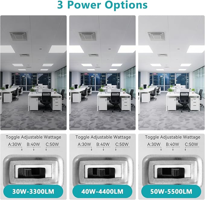 VocgoUU 2x2 LED Flat Panel Light, 4 Pack, Selectable 30W/40W/50W, - Image 3