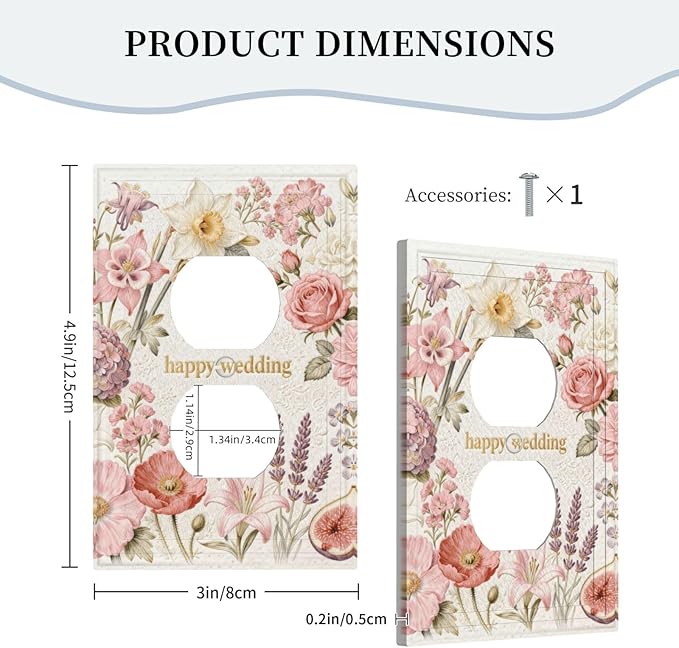 Bvtewkhz Floral Plant Watercolor Flowers Duplex Outlet Decorative Outlet Covers - Image 5