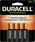 Duracell Rechargeable AA Batteries 4 Count, Long-lasting Power, All-Purpose by Duracell