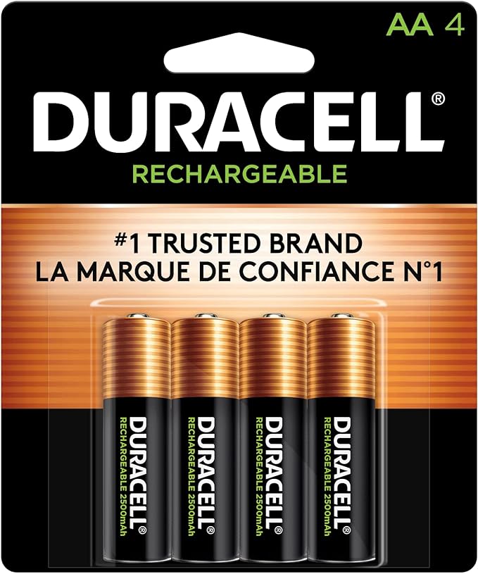 Duracell Rechargeable AA Batteries 4 Count, Long-lasting Power, All-Purpose by Duracell