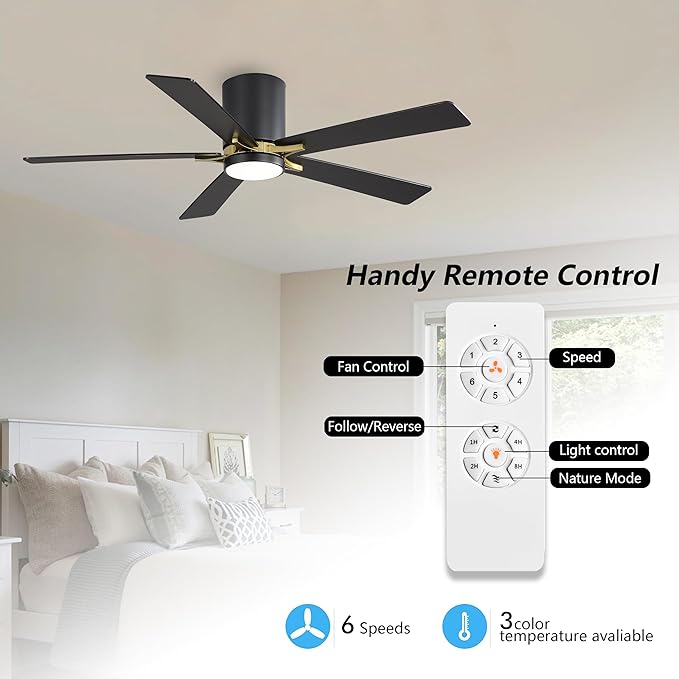 WINGBO 48" DC Flush Mount Ceiling Fan - Image 2