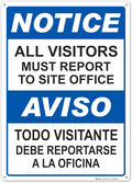 Brimar - 10" x 14" - Bilingual All Visitors Report Site Office Sign - .055″ by BrimarIndustries