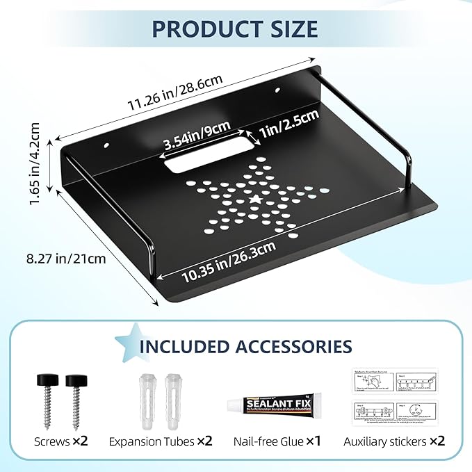 MEEMENG Projector Shelf, WiFi Router Shelf, Under TV Wall Mount - Image 3