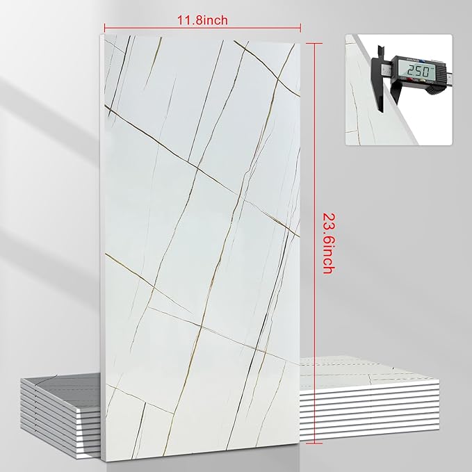 Wall Panels Peel and Stick，PVC Imitation Artificial Marble Tiles Sticker，10 pcs - Image 2