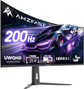 Amzfast 34 Inch 200Hz UltraWide Curved WQHD 3440x1440 Gaming Monitor, 1ms by Amzfast