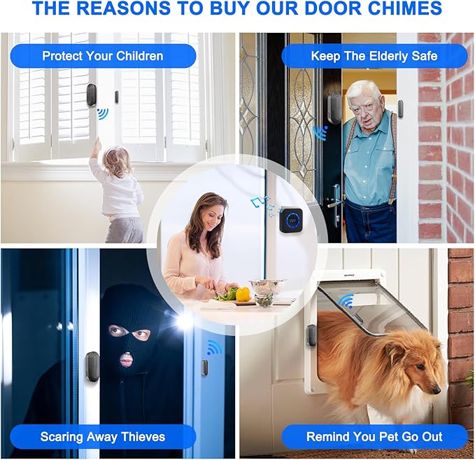 SanJie Wireless Door Chime for Business When Entering Door Entry Chime Door Bell - Image 3