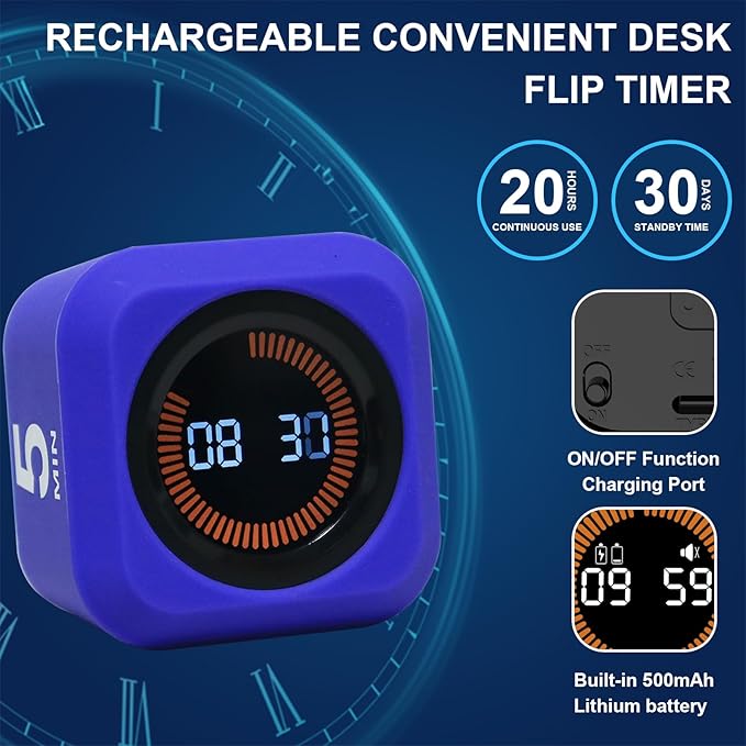 Rotating Cube Visual Pomodoro Timer 5, 10 50 Minutes Preset + Custom Countdown - Image 6