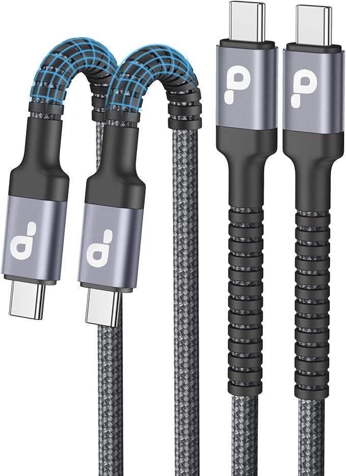 USB C to C Cable 1FT, Long Type C Fast Charging Cable Nylon Braided USBC by PRAKIE
