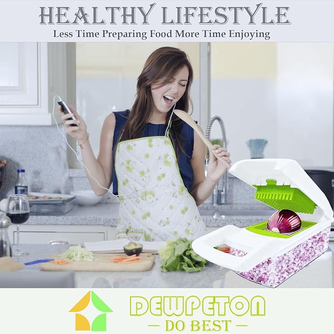 Pro-Series 20-in-1 Vegetable Chopper, Dewpeton Mandoline Slicer, Veggie Chopper - Image 6