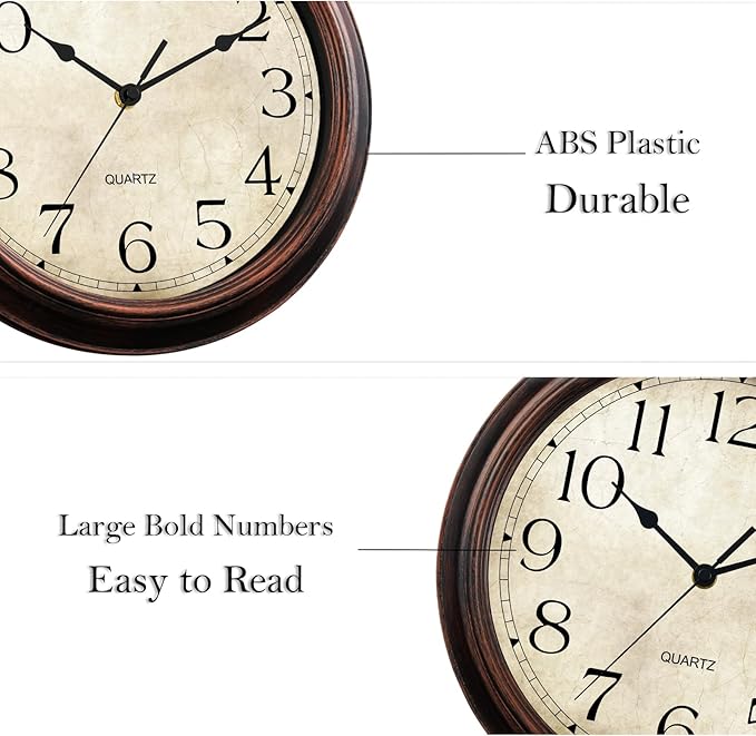 KECYET Wall Clock Battery Operated Vintage Silent Non-Ticking Analog Wall - Image 9