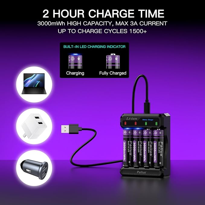 Pallus 1.5v Rechargeable Lithium AA Batteries - Image 5
