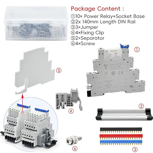 20Pcs 12V Electromechanical Power Relays 12V Relay Din Rail 5 Pin 6Amp SPDT - Image 6