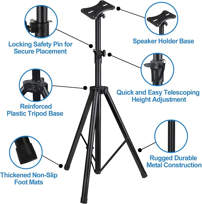 Howonder Speakers Stands, 6 Packs, PA Speaker Stand, Speaker Tripod Stand - Image 3