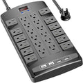 QINLIANF Surge Protector Power Strip - 6Ft Flat Plug Heavy Duty Extension Cord by QINLIANF