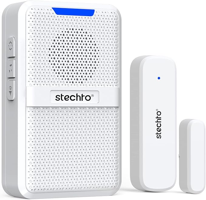 Door Chime, Wireless 600Ft Range 5 Adjustable Volume 1 Magnetic Door Open by stechro