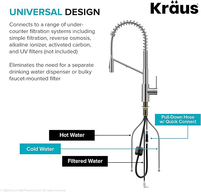 KRAUS Oletto 2-in-1 Commercial Style Pull-Down Single Handle Water Filter - Image 14