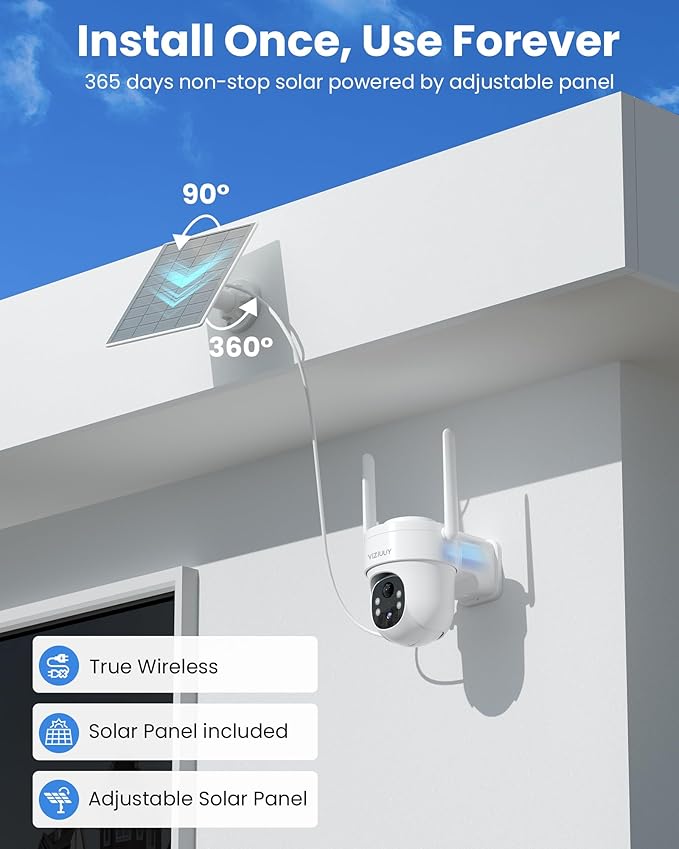 VIZIUUY Solar Security Cameras Wireless Outdoor 4 Pack, 3MP Security Cameras - Image 4