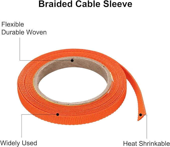 MECCANIXITY Braided Cable Sleeves Heat Shrinkable Fabric Sleeving, 1/4" 10ft - Image 4