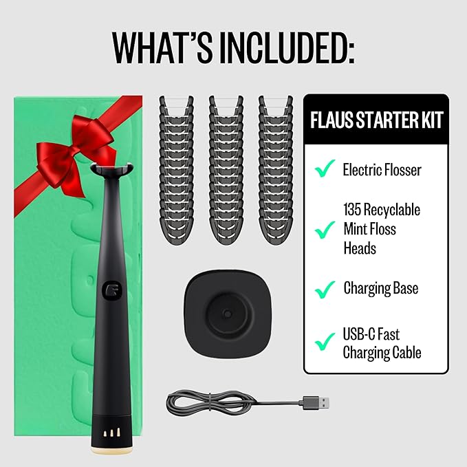 FLAUS Electric Flosser 3 Speeds + 135 Refill Heads Variety Pack Water Flosser - Image 2