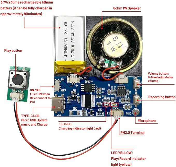 XLW Sound Module, 16MB Push Button Activated Sound Module - Image 3
