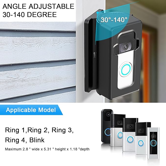 Anti-Theft Adjustable Video Doorbell door mount Corner Mount Compatible - Image 2