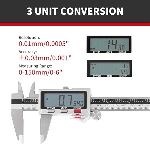 Unipec 12 Inch Digital Caliper, 150mm Calipers Measuring Tool - Image 6