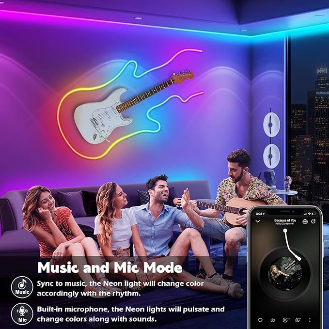 SINLEY Led Neon Rope Lights 120FT, Control - Image 5