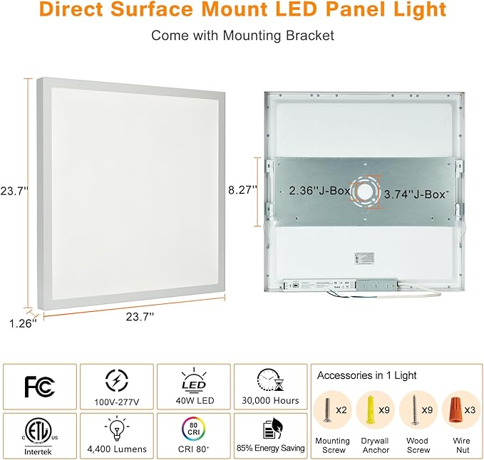 Mcacggo 2x2 FT Surface Mount LED Panel Light Dimmable & 3 Color Selectable - Image 8