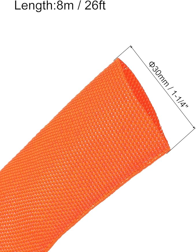 MECCANIXITY Braided Cable Sleeves Heat Shrinkable Fabric Sleeving, 1 1/4" 26ft - Image 2
