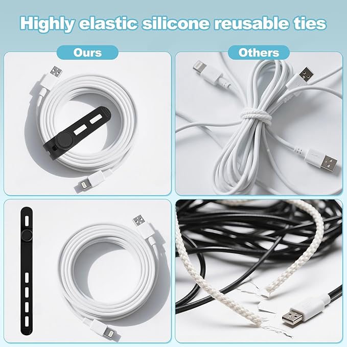 15 Pcs Cable Ties ，Silicone Cable Ties, Reusable Cord Organizer - Image 5