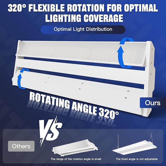 JTT LED Linear High Bay Light, 200/150/100W 2FT 30000LM Shop Light Commercial - Image 3