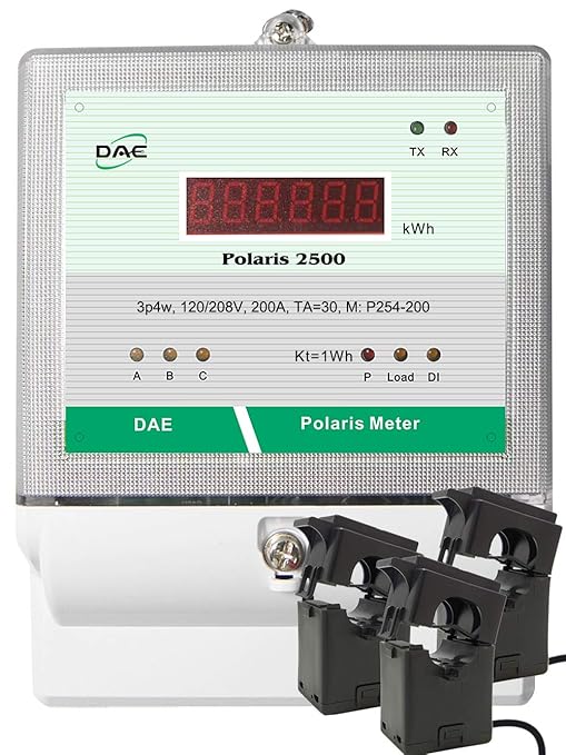 DAE P254-1000 KIT, UL 1000A kWh Meter 3 Phase 120-480V 50/60Hz RS485, 3 Split by DAEControls