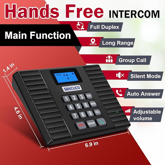 SANZUCO 60D Intercoms Wireless for Home, 18 Channel Home Intercom System - Image 2