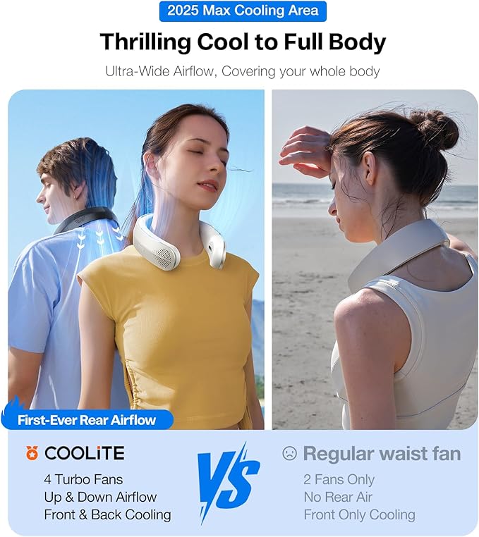 TORRAS COOLiTE Neck Fan, Industry’s Strongest Wind Power, Portable Neck Fan - Image 5