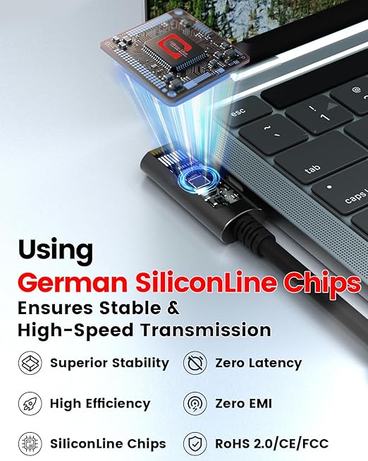 GeoHN.G USB A to USB C Fiber Optic Extension Cable 10M/33FT, Right Angle USB - Image 3