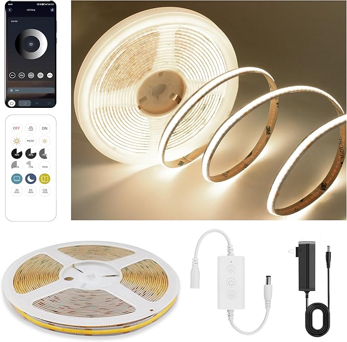 Pandery COB LED Strip Lights Natural White, 24V Dimmable led Light Strip KIT by PanderyCOBLightUPYourLife