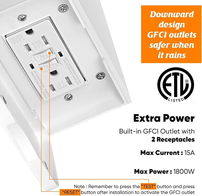 Porch Light with GFCI Outlets, Exterior Wall Light - Image 4