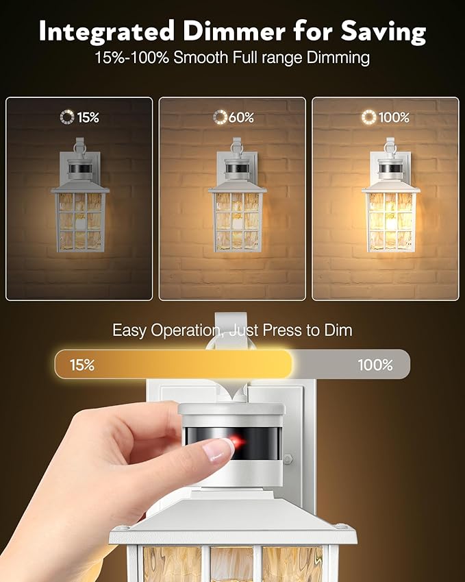 VIANIS White Motion Sensor Exterior Wall Lantern, 2 Pack Dusk to Dawn Outdoor - Image 3