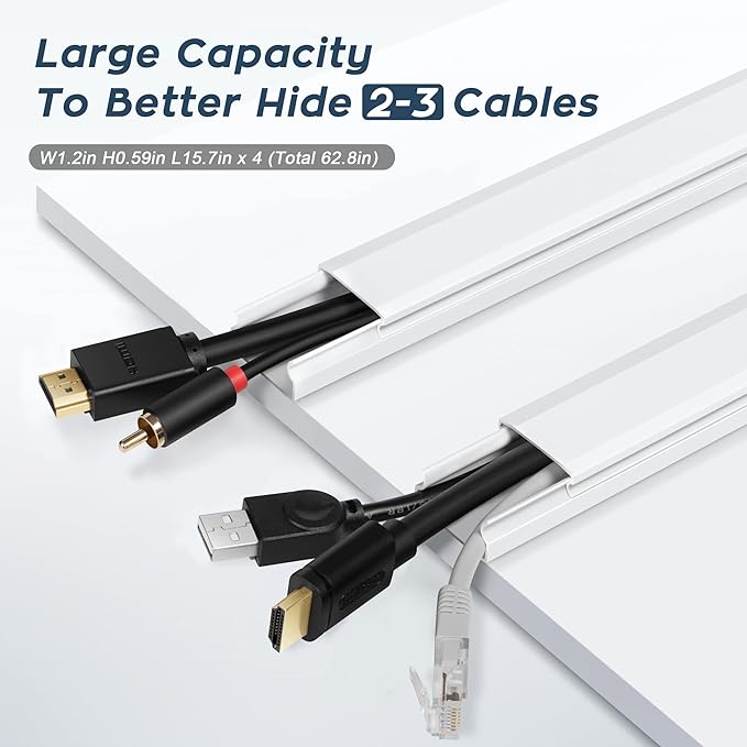 YCLYC Cable Cover, 62.8in Paintable Cord Cover Kit, Hide Cords - Image 4